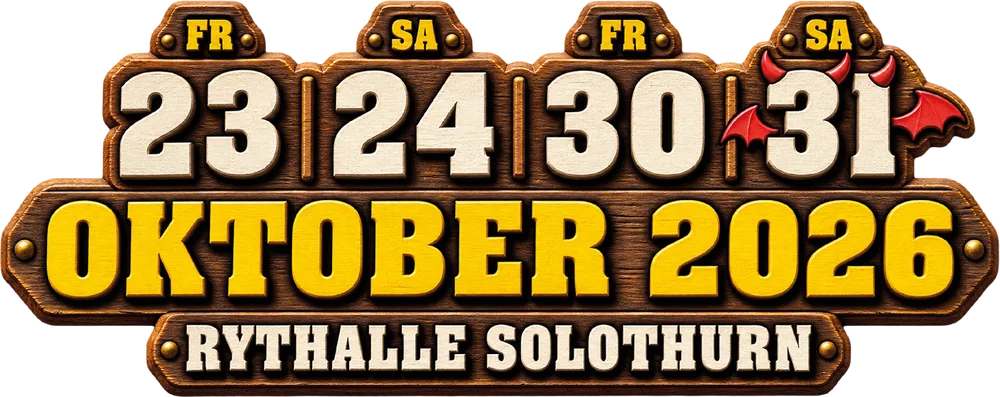 Fr 23., Sa 24., Fr 30. und Sa 31. Oktober 2026 – Rythalle Solothurn